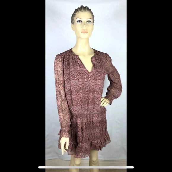 Joie Snow Port Wine Paisley Drop Waist Silk Dress Size Small $368 - Picture 8 of 10
